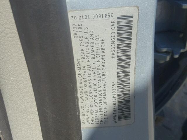 WVWTH63B13P192353 - 2003 VOLKSWAGEN PASSAT GLX 蓝色 照片 10