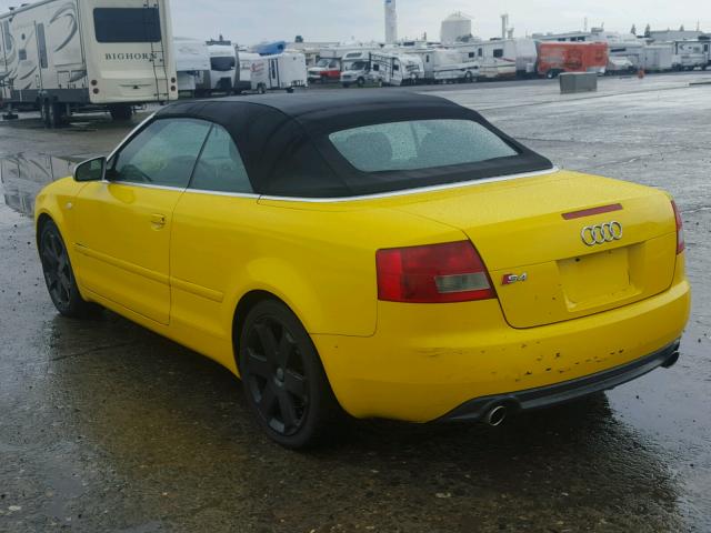 WUARL48H54K900812 - 2004 AUDI S4 QUATTRO YELLOW photo 3