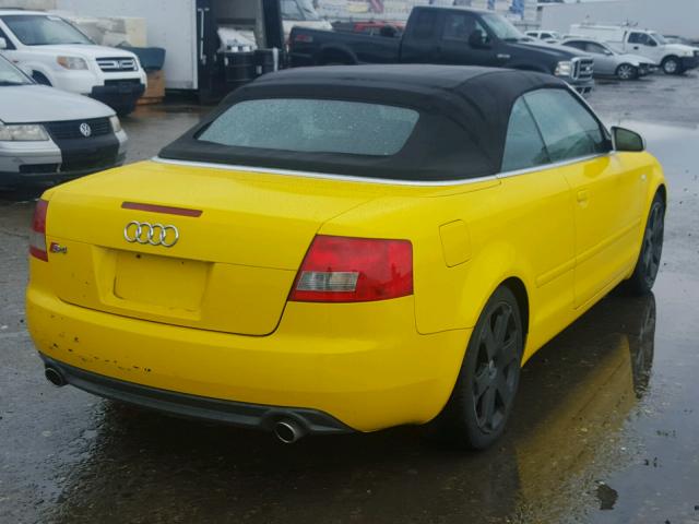 WUARL48H54K900812 - 2004 AUDI S4 QUATTRO YELLOW photo 4