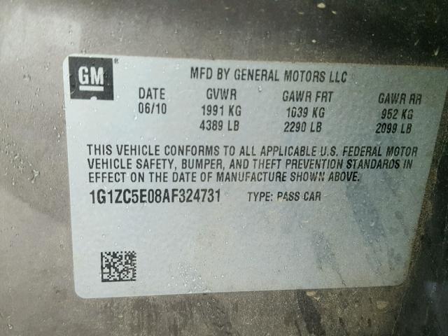 1G1ZC5E08AF324731 - 2010 CHEVROLET MALIBU 1LT 棕色 照片 10