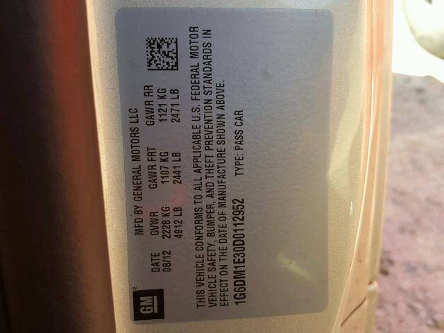 1G6DM1E30D0112952 - 2013 CADILLAC CTS PERFOR Złoty zdjęcie 10