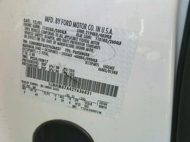 1LNHM87A42Y636831 - 2002 LINCOLN LS WHITE photo 10