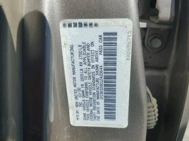 1Y1SK52801Z420644 - 2001 CHEVROLET GEO PRIZM 金色 照片 10