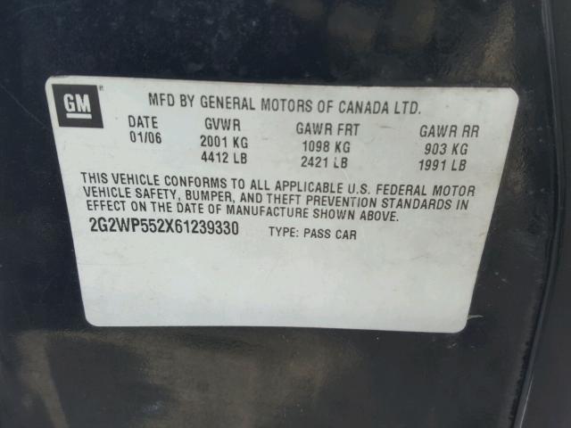 2G2WP552X61239330 - 2006 PONTIAC GRAND PRIX BLACK photo 10