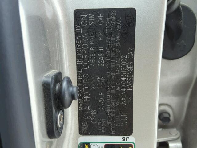 KNALN4D79E5121002 - 2014 KIA CADENZA PR SILVER photo 10