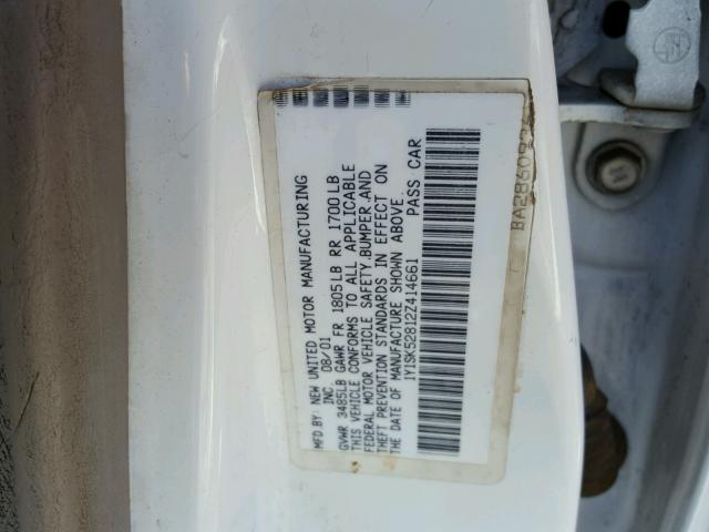 1Y1SK52812Z414661 - 2002 CHEVROLET GEO PRIZM 白色 照片 10