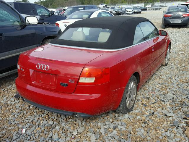 WAUDT48H75K011550 - 2005 AUDI A4 QUATTRO RED photo 4