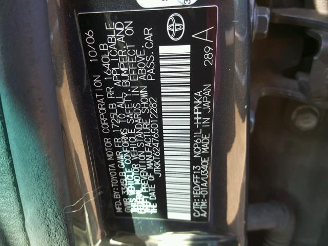 JTKKT624765012282 - 2006 TOYOTA SCION XA CHARCOAL photo 10