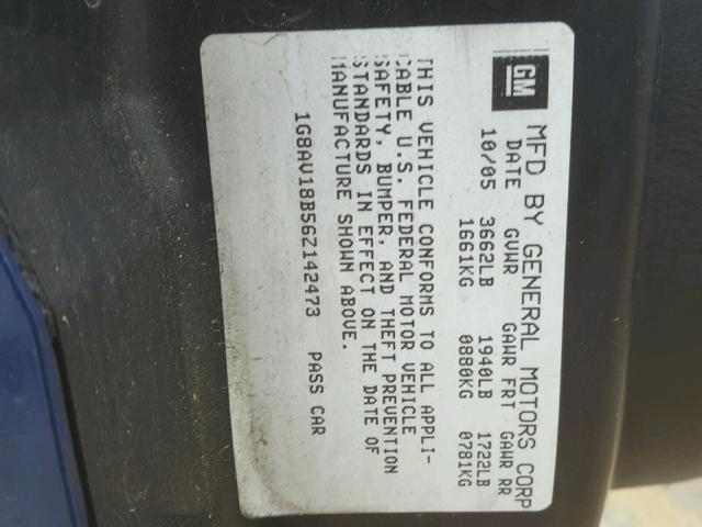 1G8AV18B56Z142473 - 2006 SATURN ION LEVEL BLUE photo 10