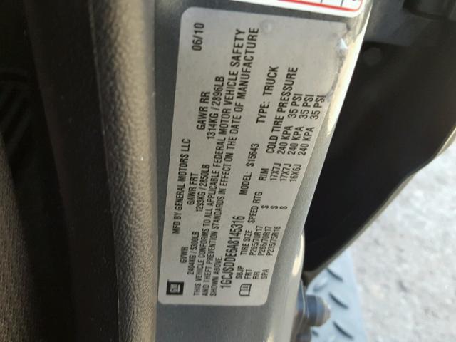 1GCJSDDE6A8145316 - 2010 CHEVROLET COLORADO L CHARCOAL photo 10