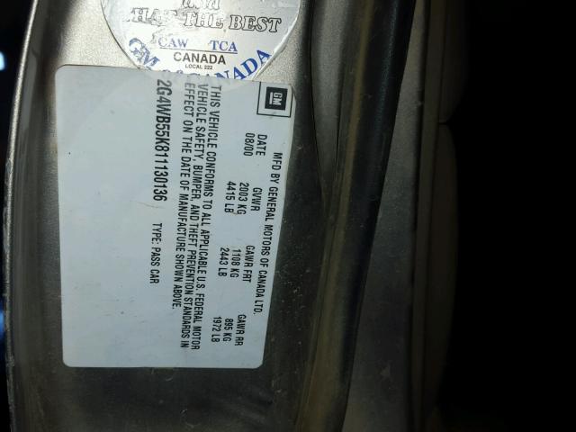 2G4WB55K811130136 - 2001 BUICK REGAL LS 棕色 照片 10