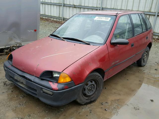 2C1MR6463N6722115 - 1992 GEO METRO BASE RED photo 2