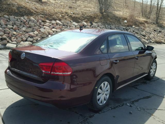 1VWAP7A37CC070998 - 2012 VOLKSWAGEN PASSAT S MAROON photo 4