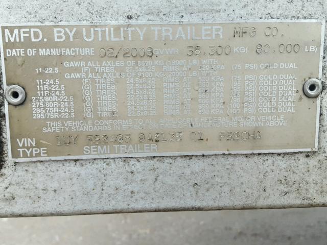 1UYFS24859A613501 - 2009 UTILITY TRAILER SILVER photo 10