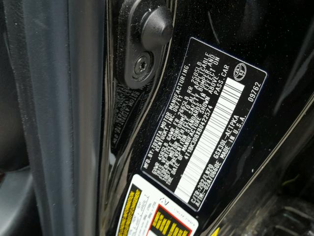 4T1BK3DBXBU422574 - 2011 TOYOTA AVALON BAS BLACK photo 10