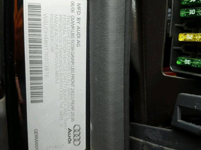 WAUDH48H17K013816 - 2007 AUDI A4 3.2 CAB BLACK photo 10