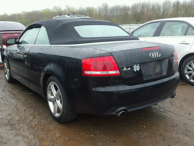 WAUDH48H17K013816 - 2007 AUDI A4 3.2 CAB BLACK photo 3