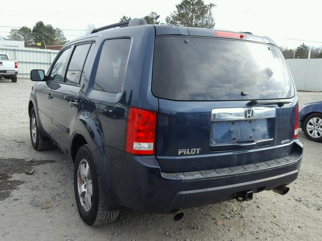 5FNYF4H51AB035013 - 2010 HONDA PILOT EXL BLUE photo 3