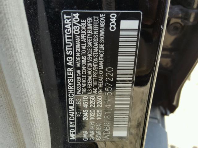 WDBRF81J45F557220 - 2005 MERCEDES-BENZ C 240 4MAT BLACK photo 10