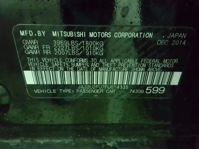 JA32U2FU7FU014335 - 2015 MITSUBISHI LANCER ES BLACK photo 10