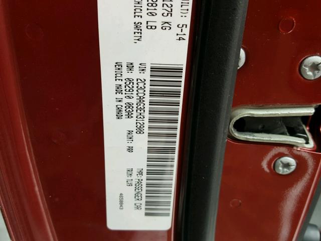 2C3CCAAG3EH312908 - 2014 CHRYSLER 300 RED photo 10