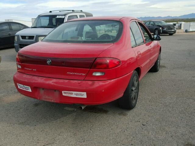 1MEFM10P6WW622303 - 1998 MERCURY TRACER GS RED photo 4