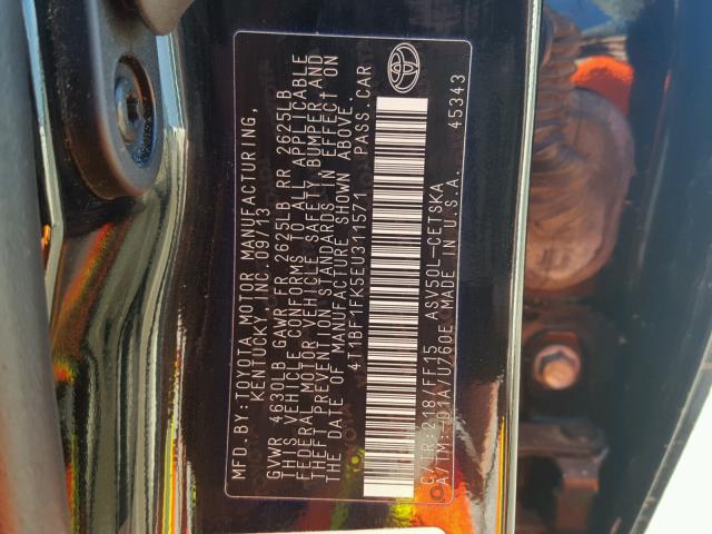 4T1BF1FK5EU311571 - 2014 TOYOTA CAMRY L BLACK photo 10