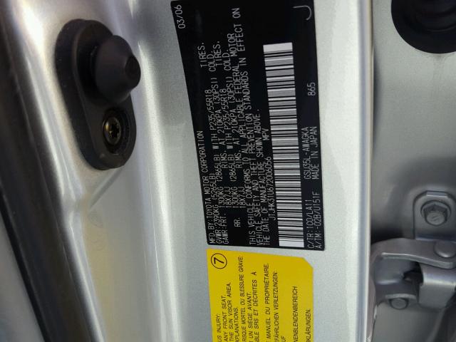 JTJHK31U672006056 - 2007 LEXUS RX 350 SILVER photo 10