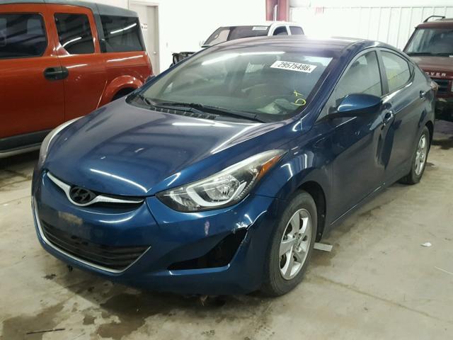 KMHDH4AE0EU114524 - 2014 HYUNDAI ELANTRA SE BLUE photo 2