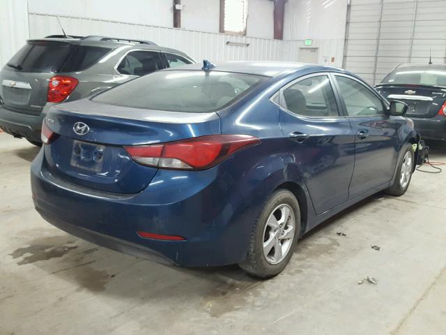 KMHDH4AE0EU114524 - 2014 HYUNDAI ELANTRA SE BLUE photo 4