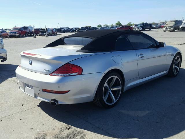 WBAEB53528CX61415 - 2008 BMW 650 I SILVER photo 4