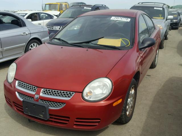 1B3ES56C55D286234 - 2005 DODGE NEON SXT RED photo 2