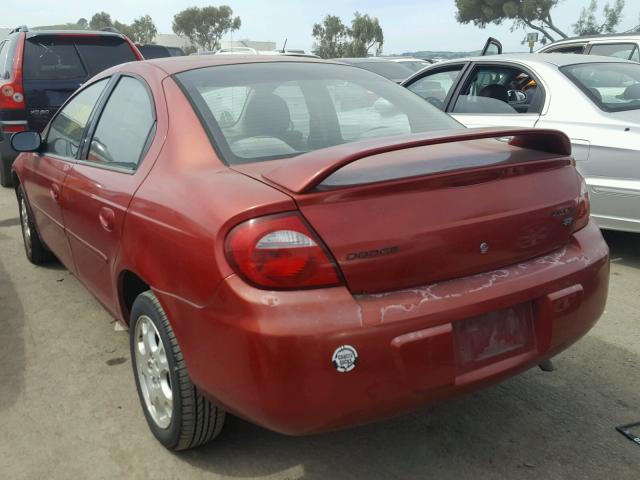 1B3ES56C55D286234 - 2005 DODGE NEON SXT RED photo 3