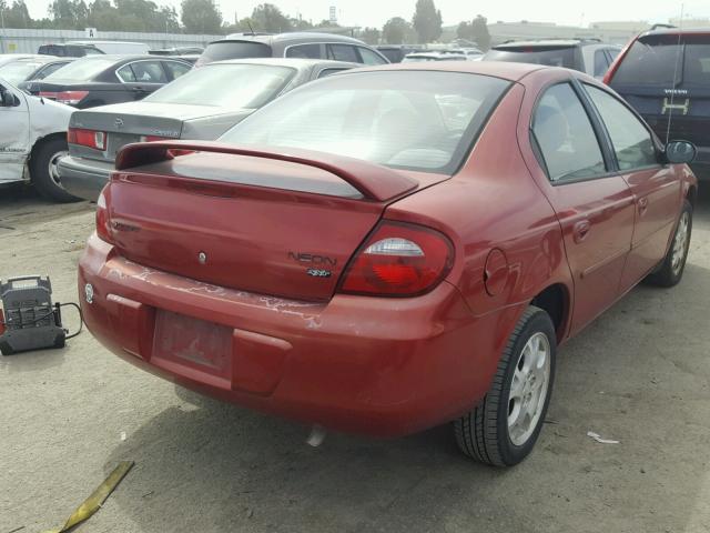 1B3ES56C55D286234 - 2005 DODGE NEON SXT RED photo 4