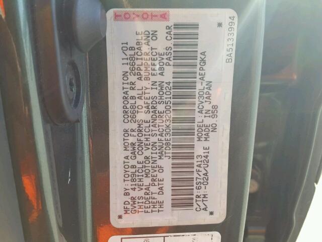 JTDBE30K320051024 - 2002 TOYOTA CAMRY LE 绿色 照片 10