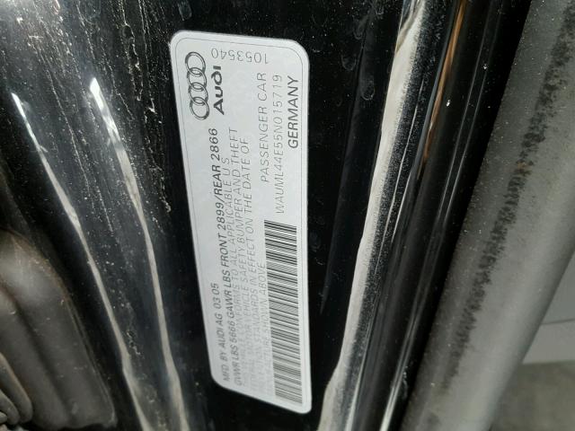 WAUML44E55N015719 - 2005 AUDI A8 L QUATT BLACK photo 10