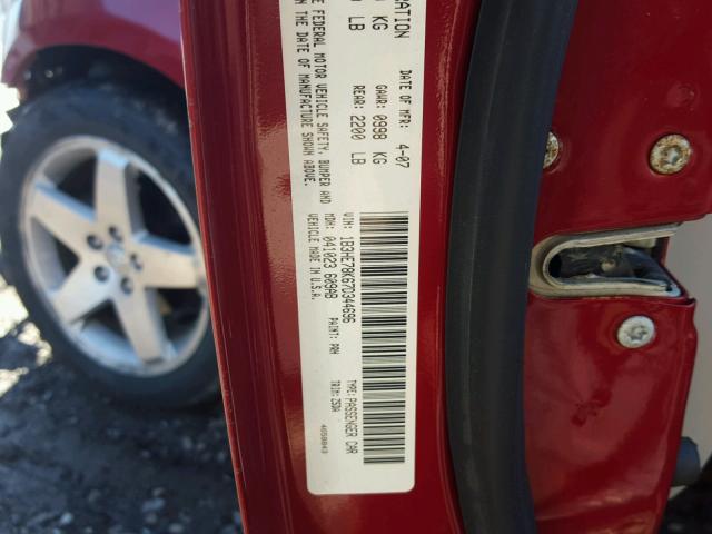 1B3HE78K67D344696 - 2007 DODGE CALIBER R/ RED photo 10