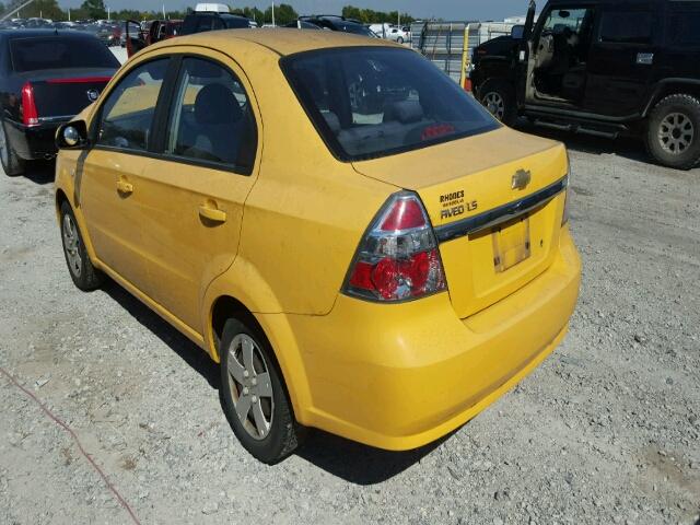 KL1TD56648B093140 - 2008 CHEVROLET AVEO BASE Jaune photo 3