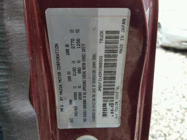 JM2UF3145P0388500 - 1993 MAZDA B2600 CAB RED photo 10