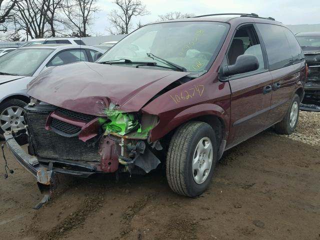 1B4GP25R12B727147 - 2002 DODGE CARAVAN SE MAROON photo 2