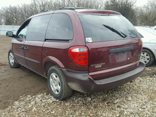 1B4GP25R12B727147 - 2002 DODGE CARAVAN SE MAROON photo 3