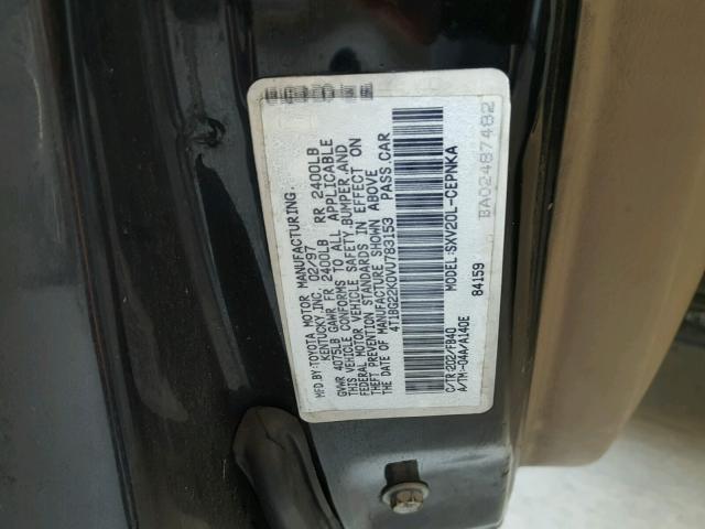 4T1BG22K0VU783153 - 1997 TOYOTA CAMRY CE BLACK photo 10