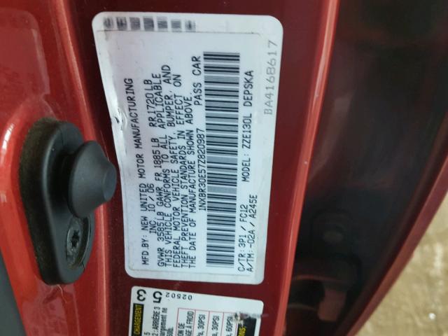 1NXBR30E57Z820987 - 2007 TOYOTA COROLLA CE RED photo 10