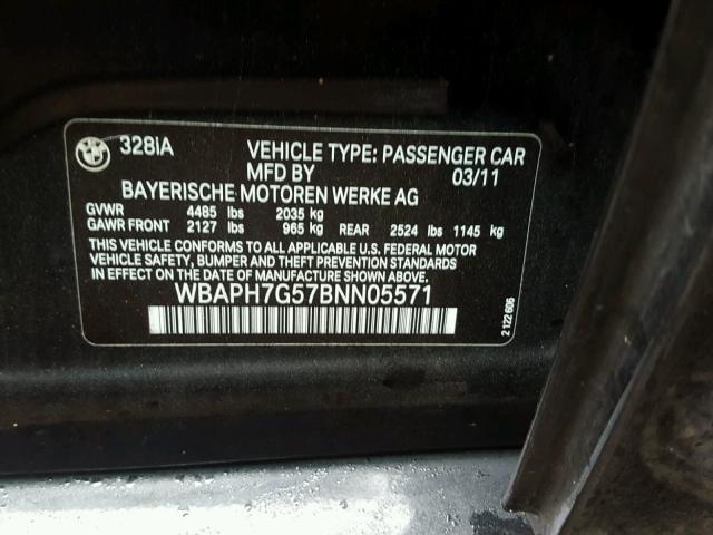 WBAPH7G57BNN05571 - 2011 BMW 328 I BLACK photo 10