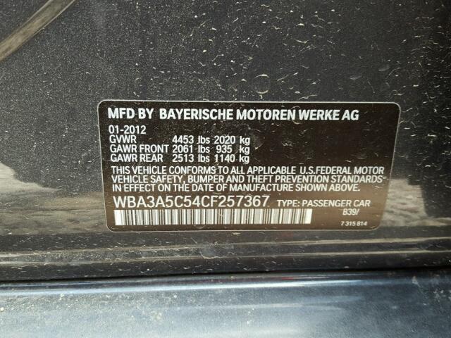 WBA3A5C54CF257367 - 2012 BMW 328 I GRAY photo 10