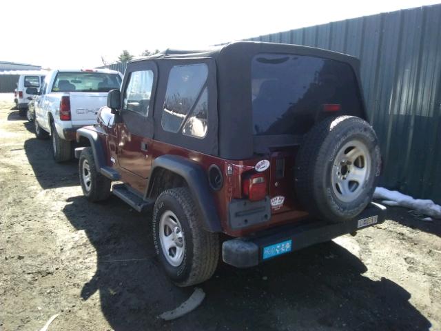 1J4FA29103P316664 - 2003 JEEP WRANGLER / MAROON photo 3