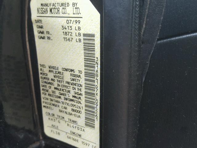 3N1AB41D7XL095261 - 1999 NISSAN SENTRA BAS BLACK photo 10