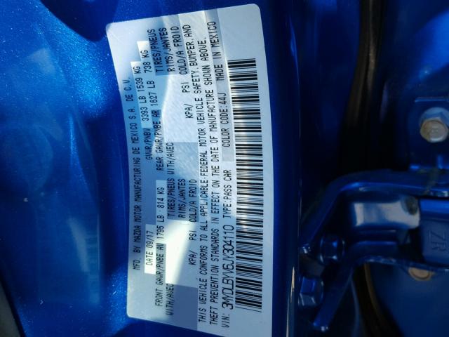 3MYDLBYV6JY304110 - 2018 TOYOTA YARIS IA BLUE photo 10