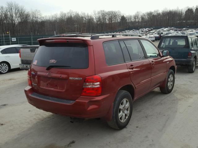 JTEHF21A110018900 - 2001 TOYOTA HIGHLANDER RED photo 4