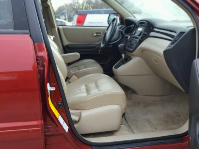 JTEHF21A110018900 - 2001 TOYOTA HIGHLANDER RED photo 5